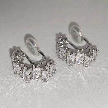 DAIIIBABYYY  -  Fashion Fine Sparkle Zircon C Shape Ear Cuff Metal Clip Earrings for Women Without Piercing Cartilage Ear Clip Wedding Jewelry